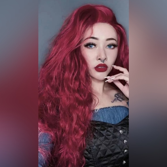 22” DEEP RED BODY WAVY Lace Front Wig